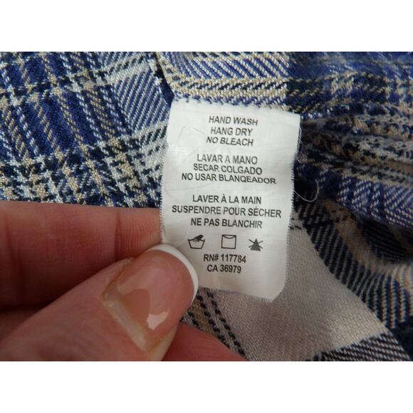 Rails Small Hunter Plaid Button Up Shirt Blue White Rayon Soft Trucker 90s Fall - Picture 11 of 12
